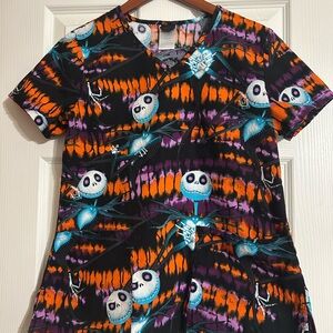 Disney Nightmare Before Christmas Scrub Top  Jack Skellington Size Small